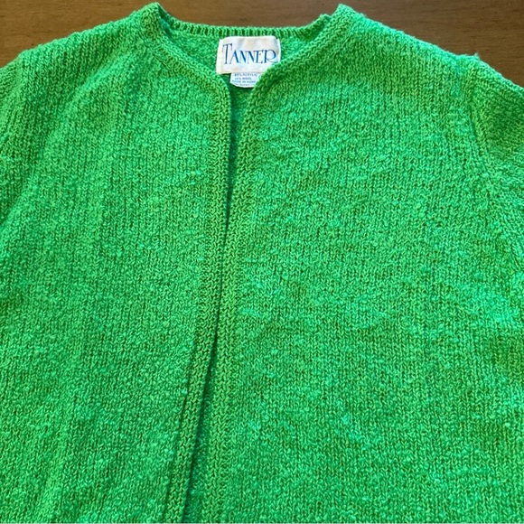 Vintage Tanner Womens Open Knit Cardigan Short Sleeve Grandma Cottage Core Green - Picture 7 of 8